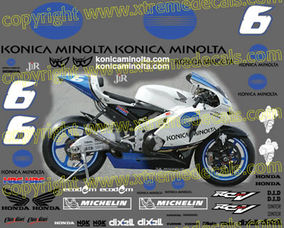 Complete Honda Race Decal Set 2006 Konica comprising